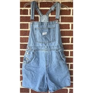 Levi's Two Horse Brand Blue Jean Denim Short Overalls Size Medium